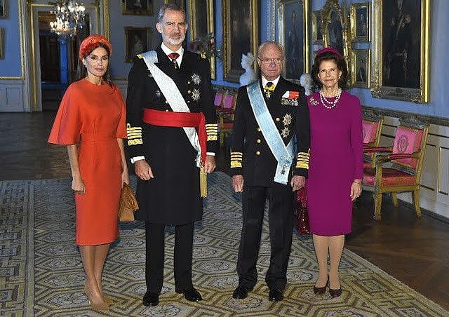 莱蒂齐亚王后在瑞典开启换装秀！红裙配斗篷好高贵，有皱纹也好美 - 9