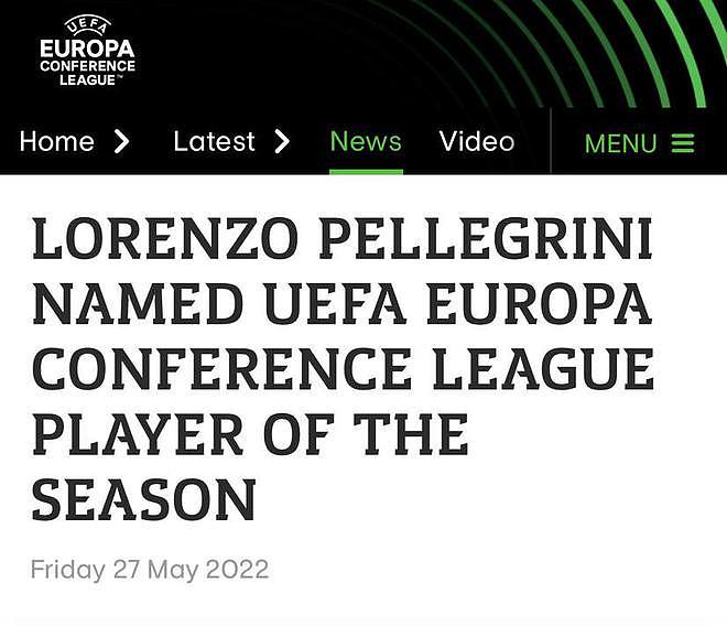 官方：洛伦佐-佩莱格里尼当选欧会杯最佳球员 - 1