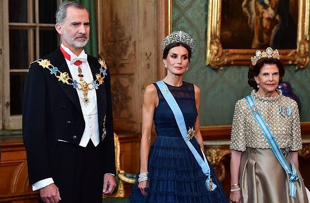西班牙王后闪耀亮相瑞典王室国宴穿HM蓬蓬裙，配奢华皇冠太耀眼 - 6