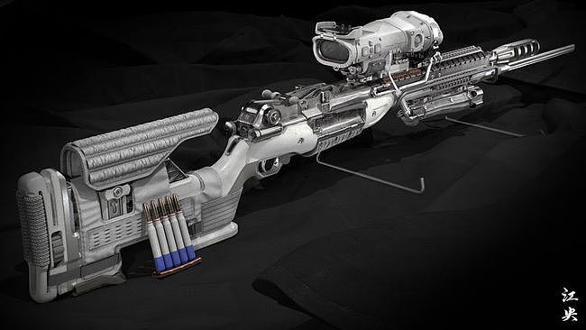 中国画家创作“近地轨道科幻步枪”约翰逊M1941步枪装上56半刺刀 - 3