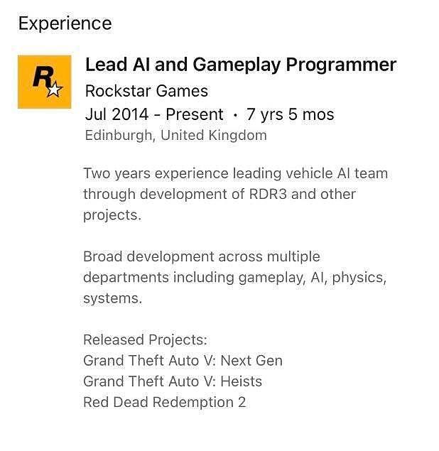 Rockstar员工简历泄露《荒野大镖客3》开发进度 - 3