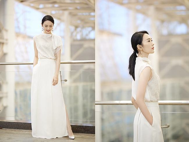童瑶素颜“走机场”也很美，白色针织衫配半裙好潮，优雅知性 - 9