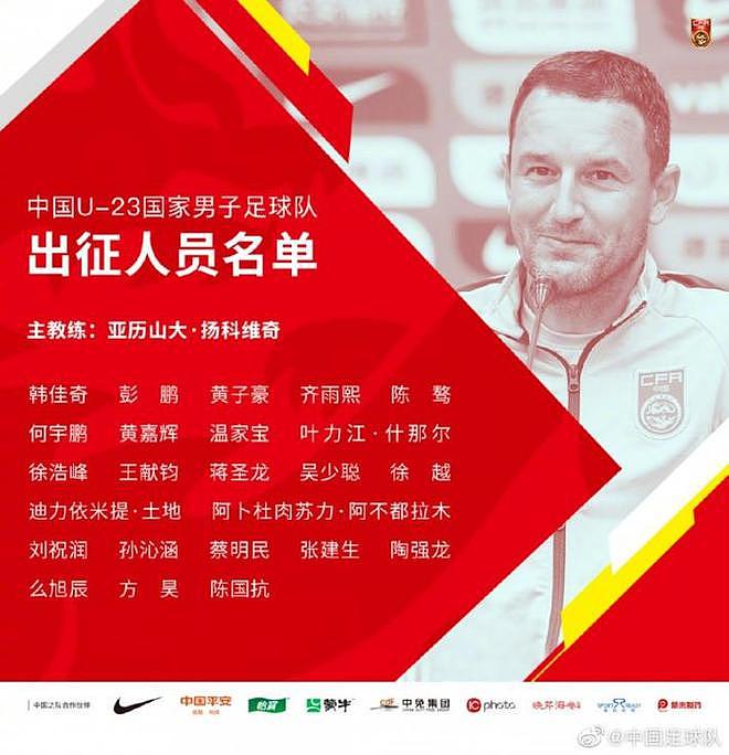 中国U23国足迪拜杯大名单：蒋圣龙、陶强龙领衔 - 1