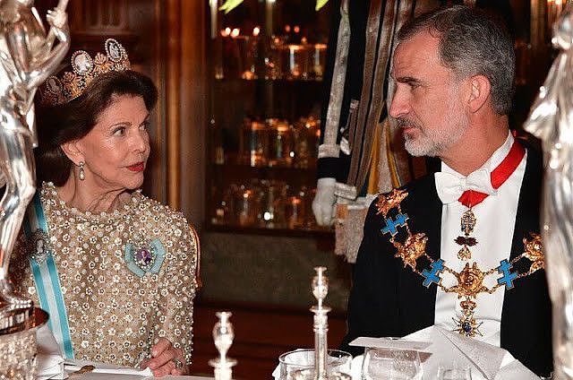 西班牙王后闪耀亮相瑞典王室国宴穿HM蓬蓬裙，配奢华皇冠太耀眼 - 5