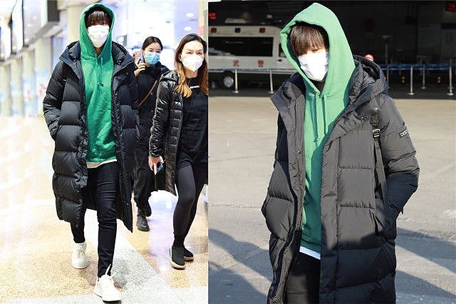 过年回家学明星，走机场内搭连帽衫，李宇春的黑+绿时髦又有活力 - 2