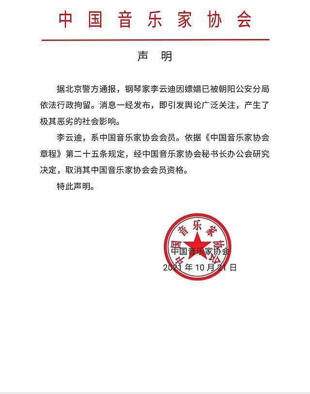 李云迪被拘五大影响，或面临巨额赔偿金被封杀，两协会发红头文件 - 25