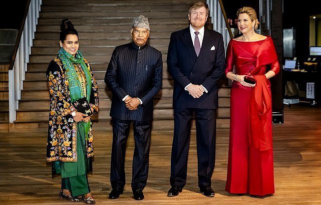 印度总统夫妇访问荷兰！荷兰王后一身红色好惊艳，印度夫人逊色了 - 4