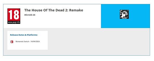 《死亡之屋2：重制版》Switch在欧洲获得评级   游戏为 18+ - 2