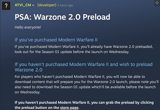《战区2.0》仍需《使命召唤19》启动器下载 不同平台预载方法不一 - 2