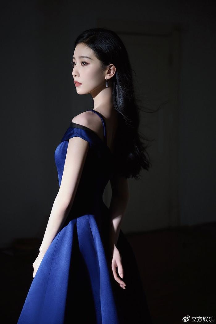 刘诗诗穿蓝色长裙气质优雅 肩颈线优越天鹅颈好迷人 - 6