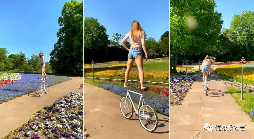 德国妹子在自行车上跳“芭蕾”，大长腿也太哇塞了，亮瞎双眼！ - 19