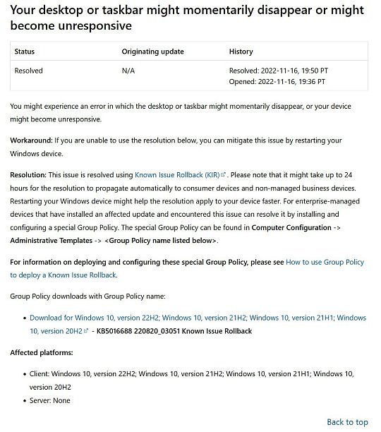 微软承认 Win10 更新再出 BUG：导致任务栏消失，系统卡死 - 1