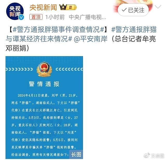 警方通报胖猫事件，殷世航火速道歉，赵樱子评论区被屠 - 1