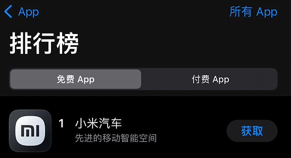 小米汽车APP登顶苹果App Store免费榜 官方大定近9万 - 2