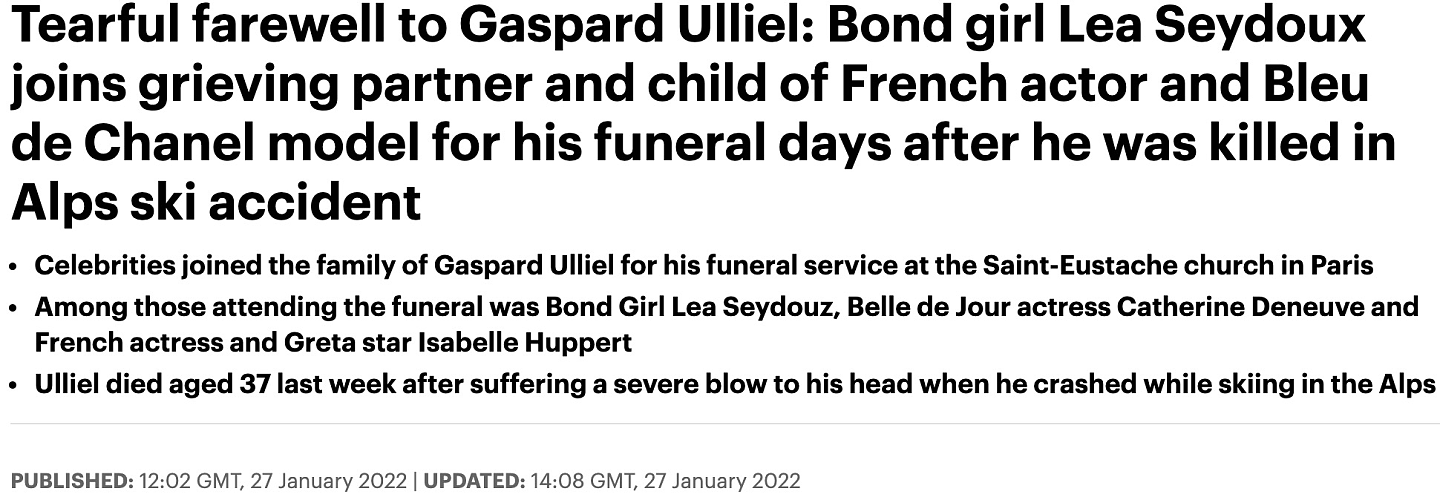 法国影帝加斯帕德举行葬礼，女友和儿子挽手送别，其父全程一言不发 - 1