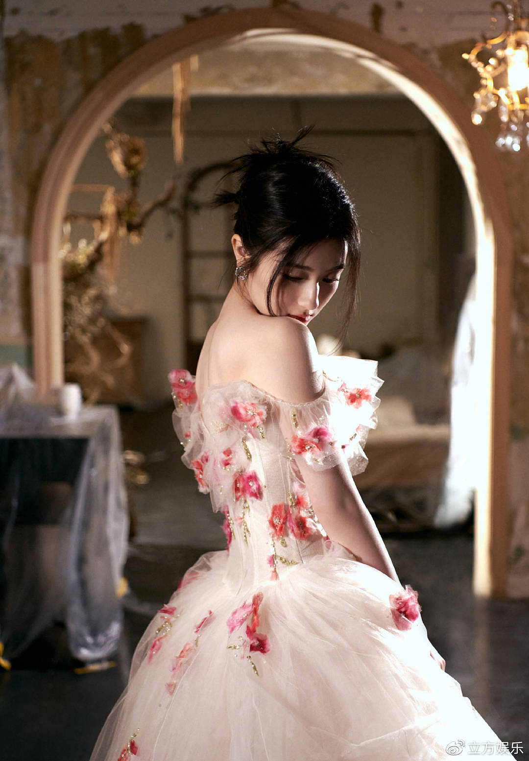 李兰迪化身甜美玫瑰仙子 粉纱裙点缀花朵如梦似幻 - 3