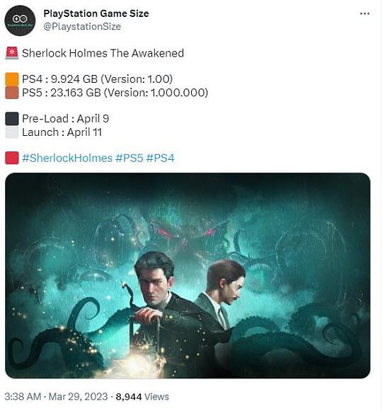 《福尔摩斯：觉醒重制版》PS版容量根本 将于4月11日正式上线 - 1