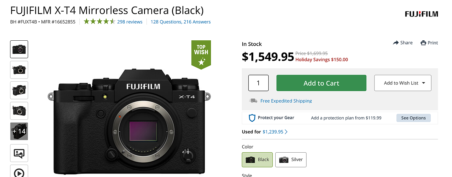 富士新款X-T5相机发布，老款X-T4降价150美元促销 - 1