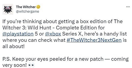 《巫师3》次世代实体版发售 新补丁即将上线