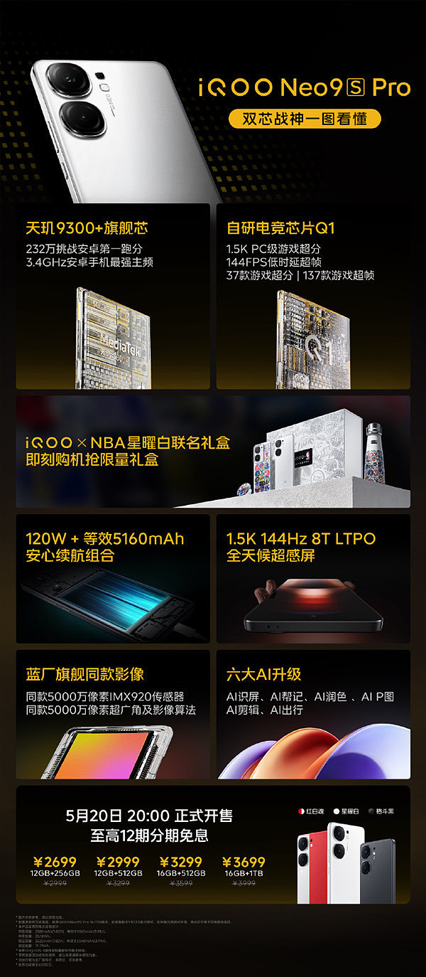 iQOO Neo9S Pro发布即开售 限时2699元起 搭载天玑9300+ - 1