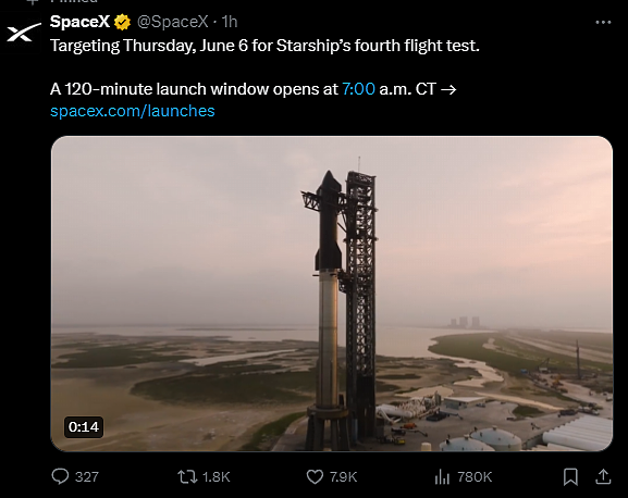 人类史上最强火箭！马斯克SpaceX宣布星舰明晚第4次试飞 - 2