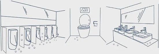 　厕所有可能被污染的区域，图片来源：What is the risk of acquiring SARS-CoV-2 from the use of public toilets
