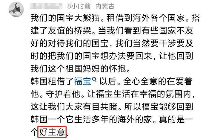 韩国人发起“请中国人归还福宝”请愿，部分中国网友表示支持 - 7