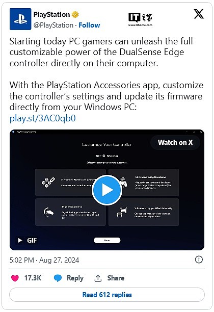 索尼 PC 端 PlayStation 配件应用上线，玩家可自定义 DualSense Edge 手柄 - 2