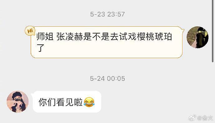 粉丝透露，张凌赫5月飞北京试镜的《樱桃琥珀》 8月立刻打包进威海… - 2