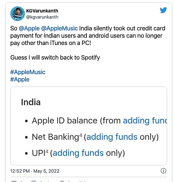 因为印度的监管要求 那边的Apple ID无法再使用银行卡订阅应用 - 2