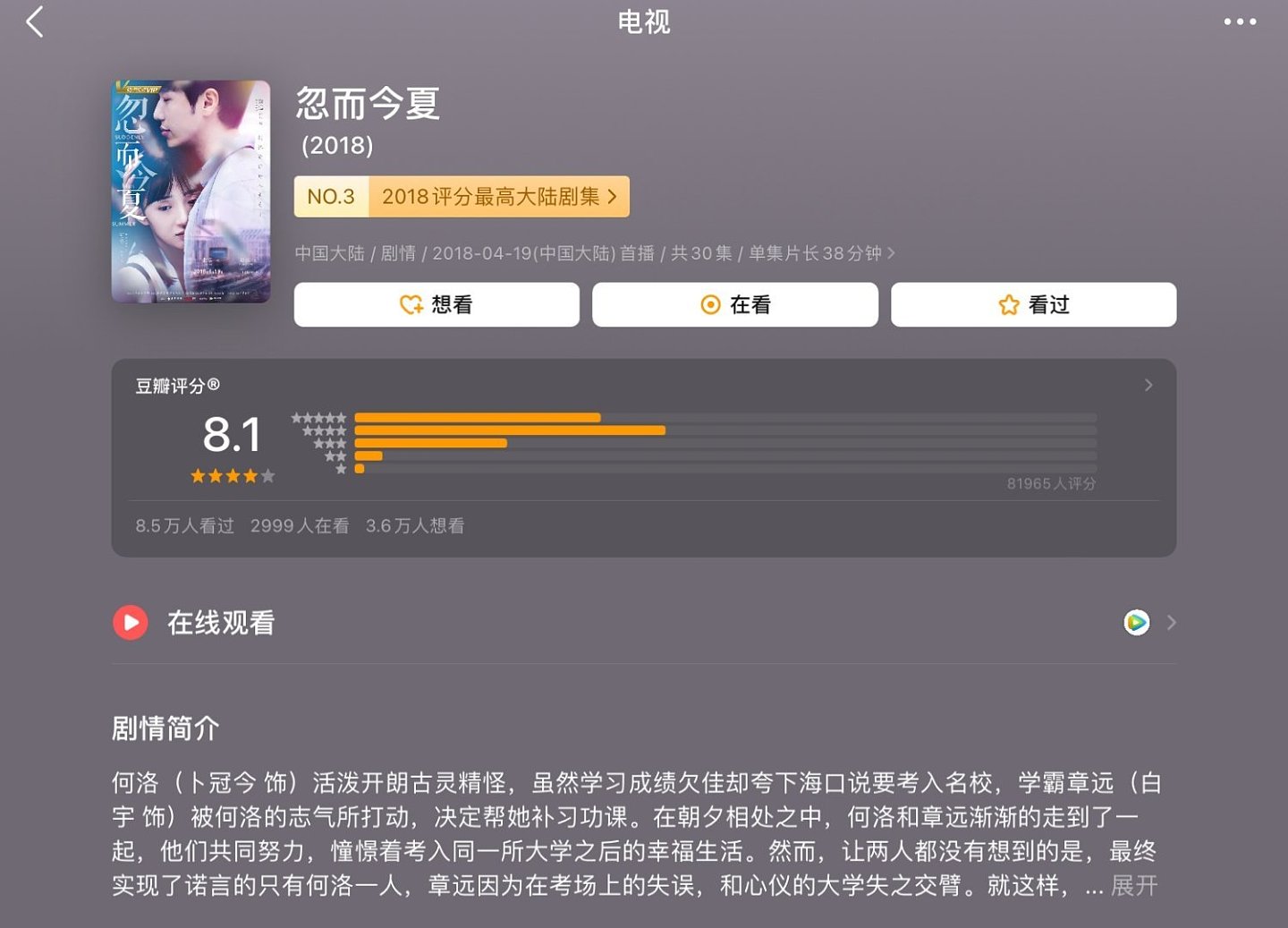 由白宇、陈坤主演的《风起陇西》豆瓣评分已经长至8分…… - 6