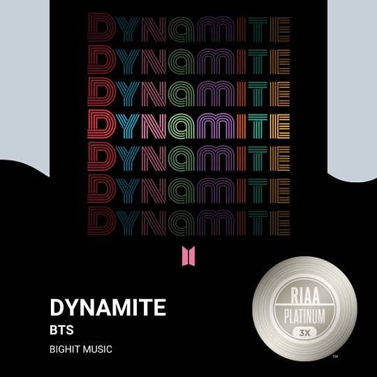 防弹少年团《Dynamite》获美国唱片产业协会三白金认证 - 2