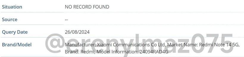 小米 Redmi Note 14 5G 手机踪迹曝光，型号暗示 9 月发布 - 1