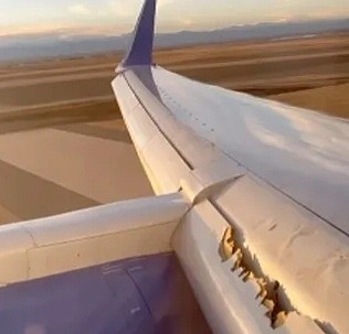 美联航一波音757客机因机翼受损紧急迫降：起降部件出现问题 - 2