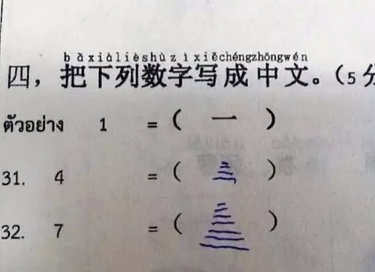 笑话：一位泰国学生的中文作业，这个操作有点复杂 - 1