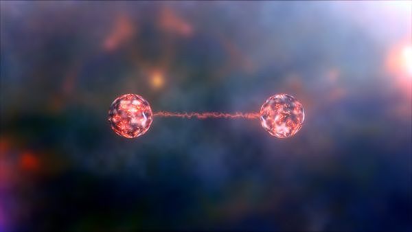 图为量子纠缠概念图。科学家将铍离子的运动与自旋纠缠在了一起，创造出了一种特殊的铍晶体，可以探测到极其微弱的电磁场。