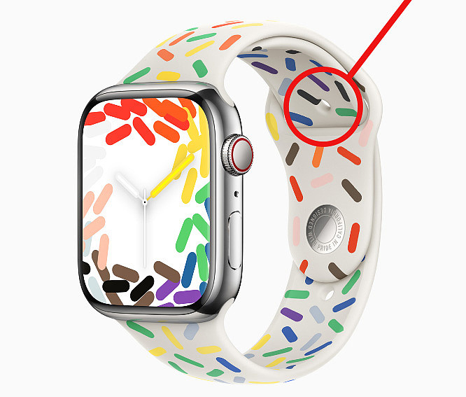 苹果 Apple Watch 2023 款彩虹表带工艺翻车：随机生成几何图形压模不均 - 2