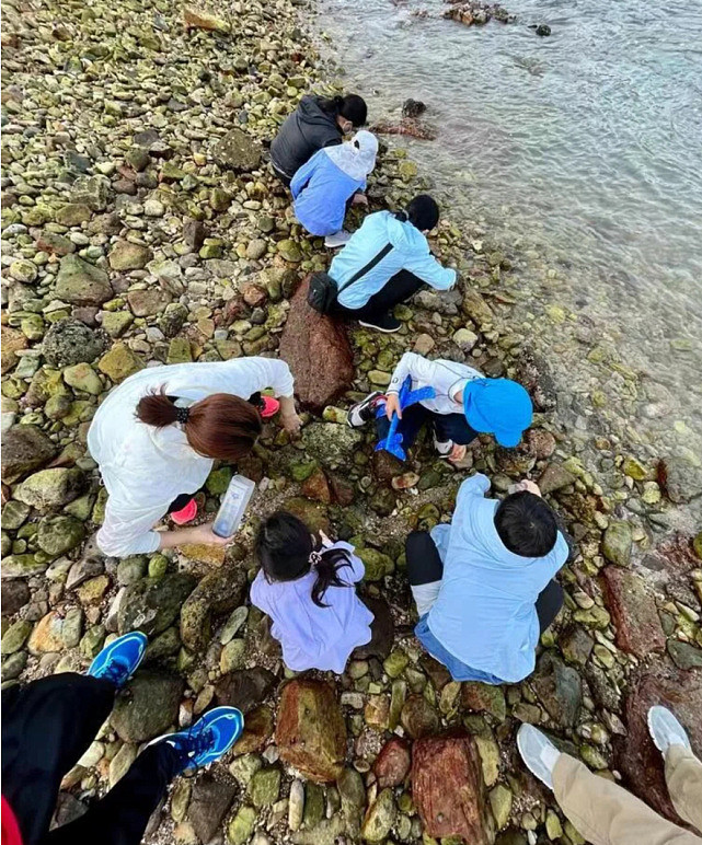 霍启刚郭晶晶带子女在海边赶海 一家人趁着暑假尾声享大自然美好 - 4