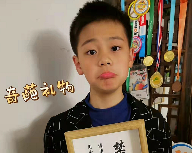 蔡国庆11岁儿子获得国际奖，浓眉大眼很帅气，家中挂很多奖章 - 7