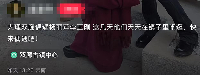 杨丽萍李玉刚同过年被偶遇，胳膊紧挽关系亲密，多天相处惹人生疑 - 1