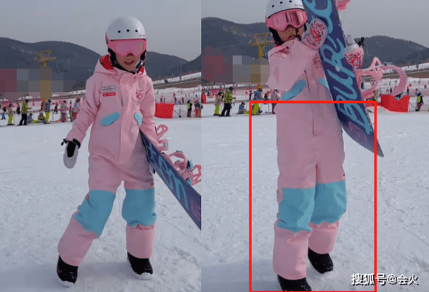 10岁甜馨滑雪场大显身手！抛接滑板力气惊人，一双大长腿占满屏幕 - 1