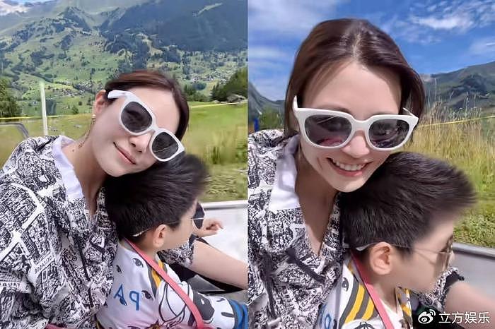 陈妍希带儿子瑞士度假 靠在小星星头顶露出甜美梨涡 - 6