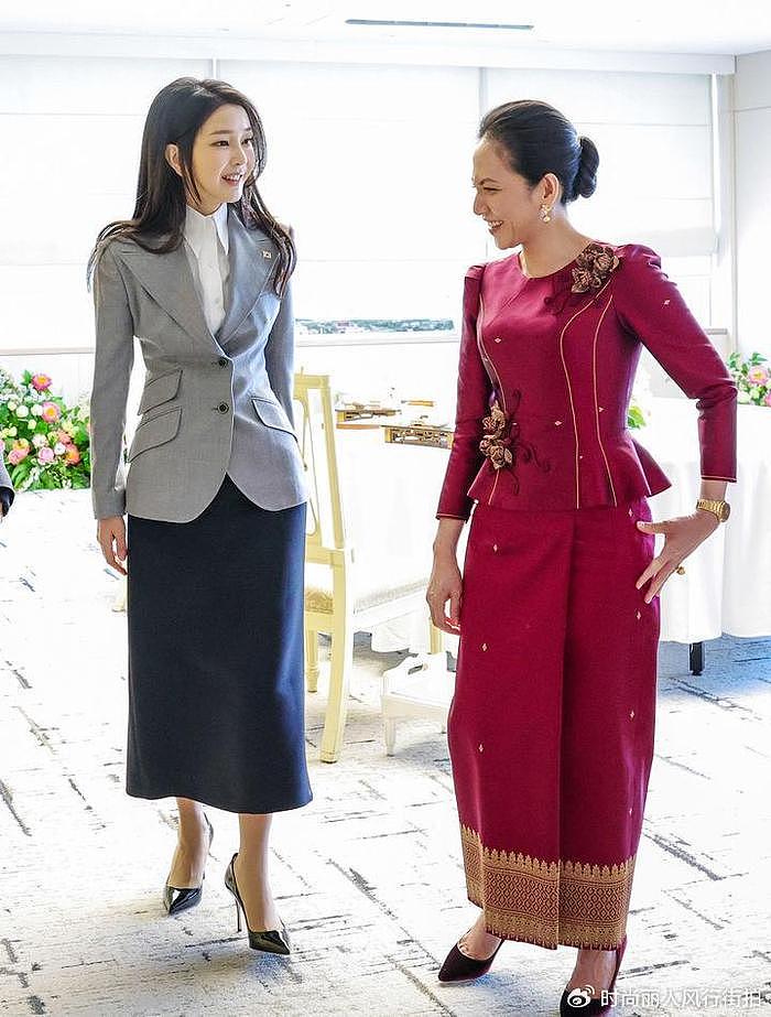 柬埔寨第一夫人访韩第二天更美了！泡泡秀裙装惊艳，比金建希耐看 - 12