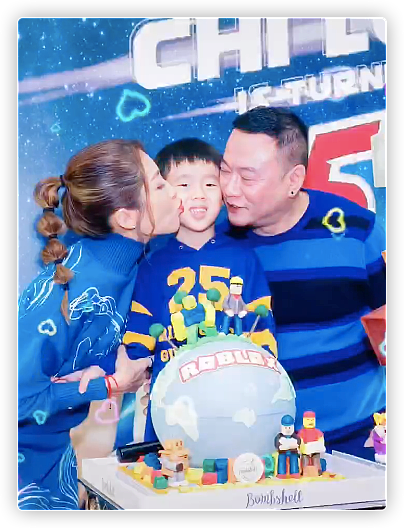 陈敏之为儿子庆祝5岁生日，富商老公也出镜，一家三口同框显温馨 - 10