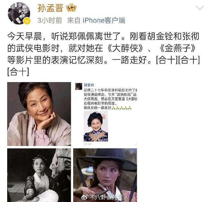 78岁郑佩佩去世，周星驰李若彤发文悼念，刘涛的话让人泪目 - 16