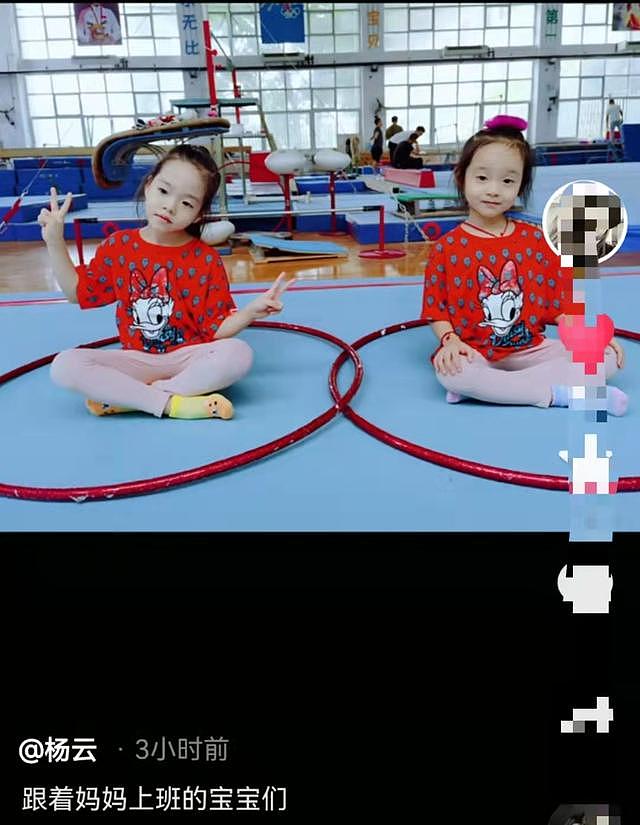 杨云晒双胞胎女儿近况，4岁女儿活泼可爱，一家五口长相相似 - 1
