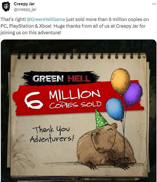 不断地推出免费更新的生存游戏《绿色地狱》总销量破600万份 - 2