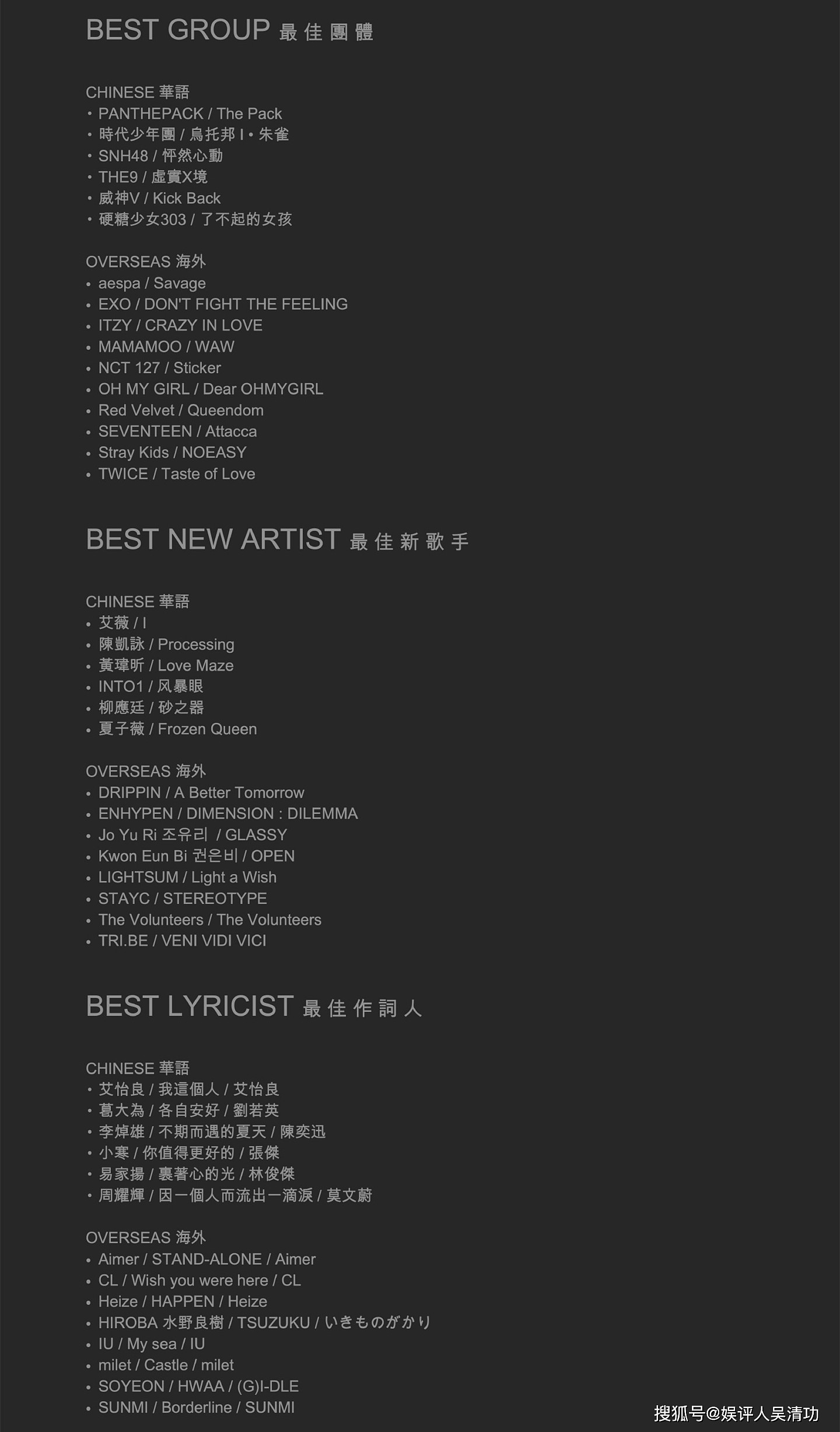 亚洲流行音乐大奖提名名单：张艺兴、蔡徐坤、刘雨昕、THE9等入围 - 6