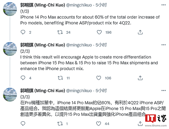 iPhone 14 Pro Max大受欢迎，可能导致iPhone 15 Pro/Max之间有更多差异 - 1