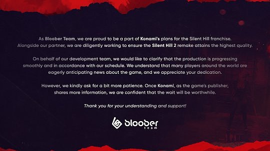 BIoober Team针对《寂静岭2重制版》发布公告